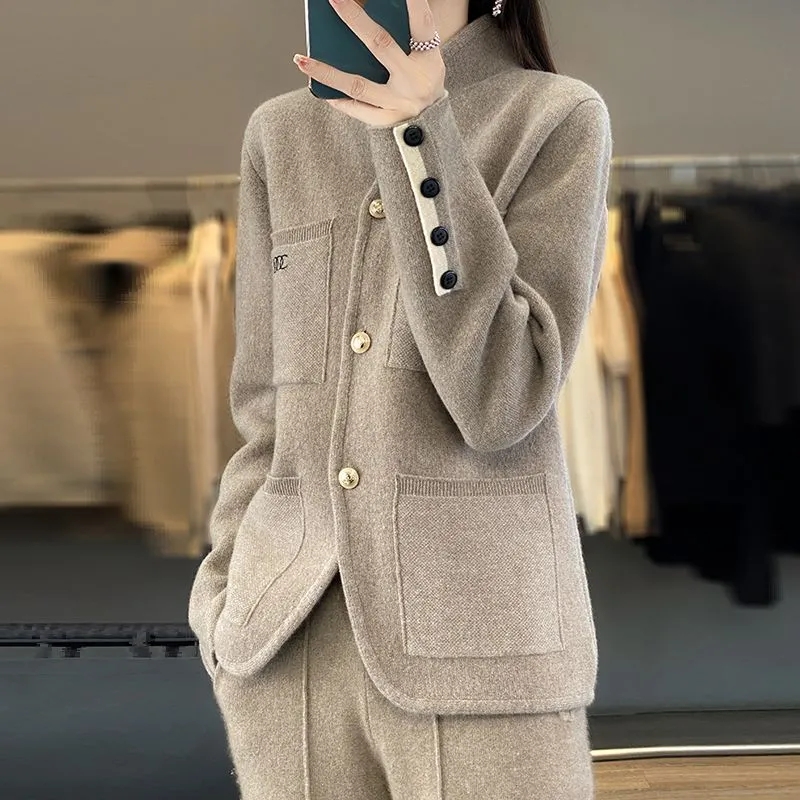 Wool Coat Peacoat - 2024 outono e inverno novo estilo