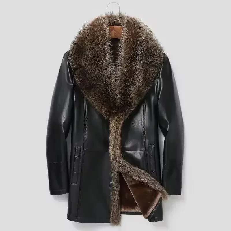 Wool Coat Peacoat - Haining pele um homem com lã