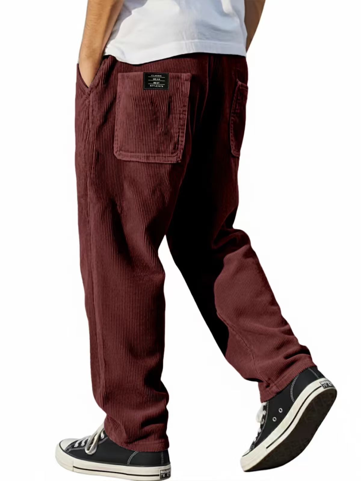 Corduroy Pant Warm - Calças masculinas de outono, modelo reto