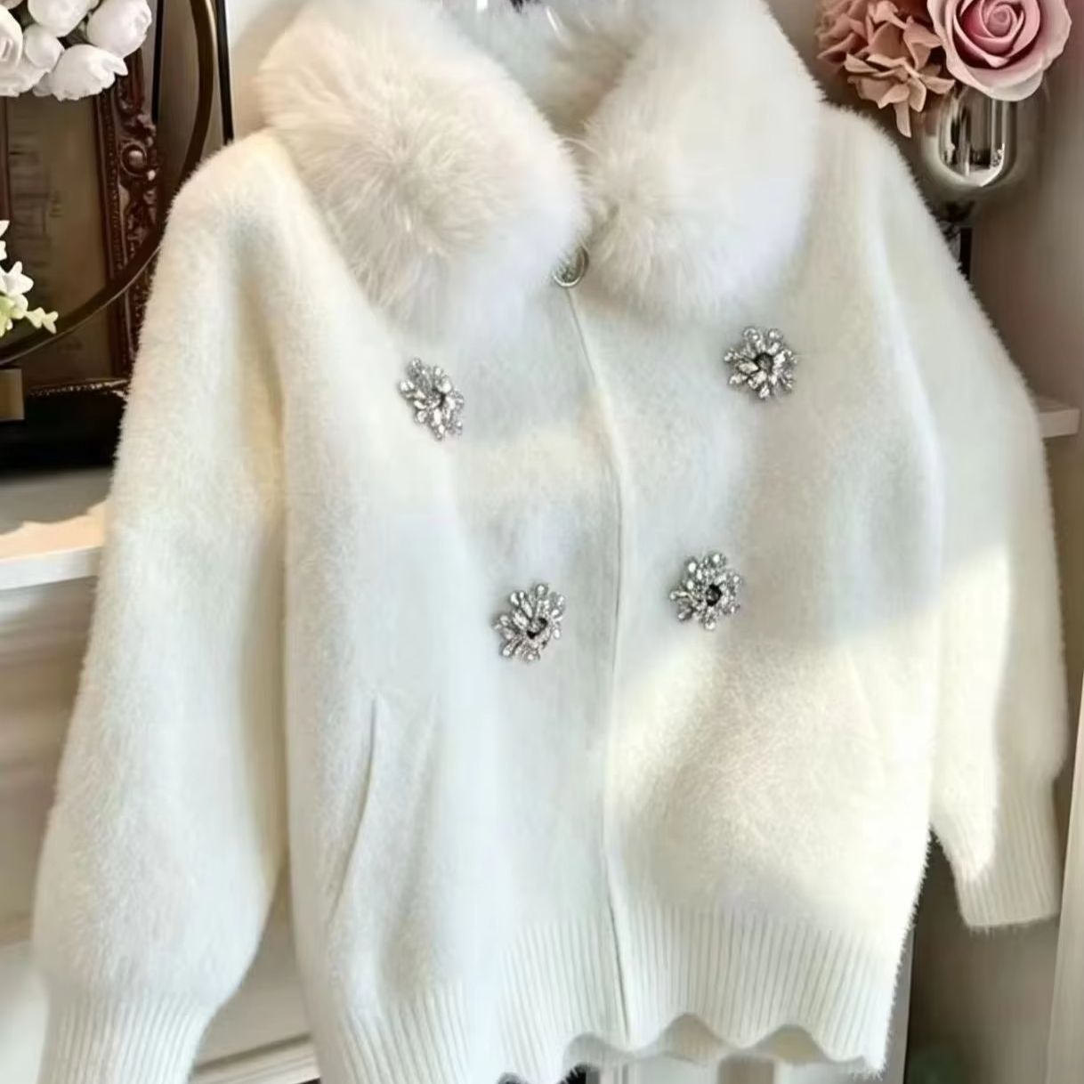 Casaco de malha com pele sinté - Wool Coat Peacoat avaliação e preço