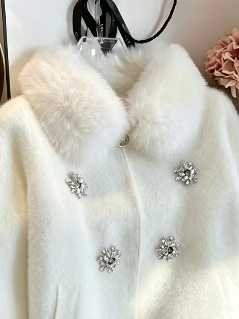 Casaco de malha com pele sinté - Wool Coat Peacoat avaliação e preço