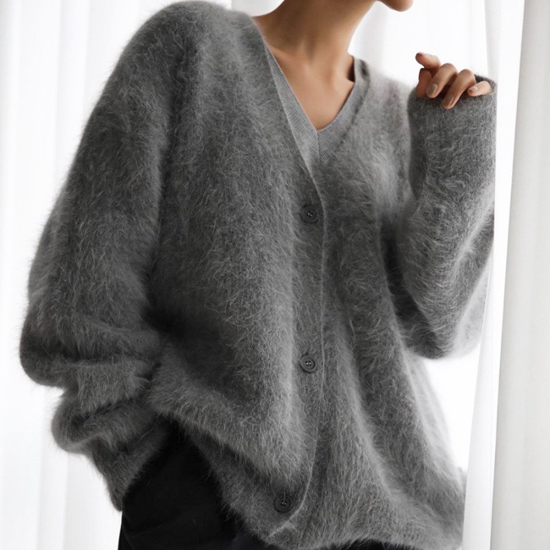Cardigã de malha com decote em - Wool Coat Peacoat avaliação e preço